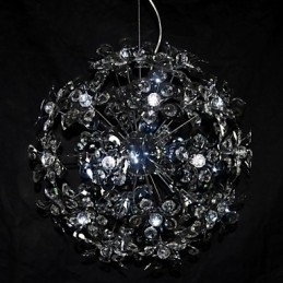 Lampada a sospensione moderna in cristallo cromato contemporaneo