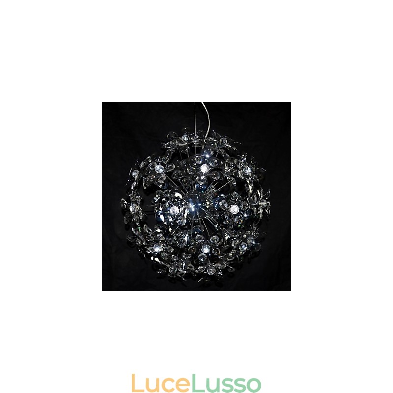 Lampada a sospensione moderna in cristallo cromato contemporaneo