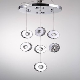 Lampadario moderno di cristallo in acciaio inossidabile a sette luci e sette anelli di alta qualità