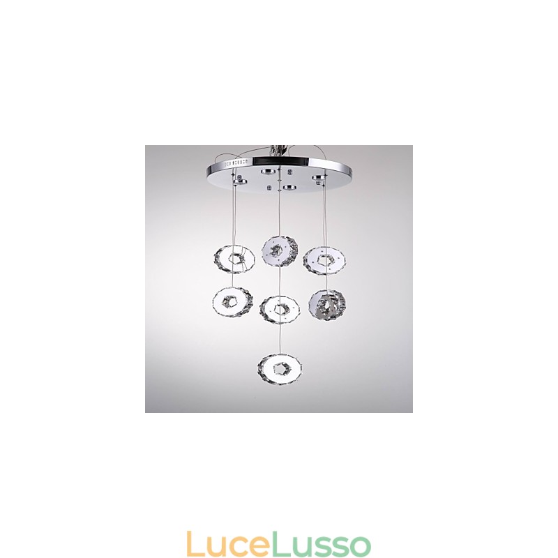 Lampadario moderno di cristallo in acciaio inossidabile a sette luci e sette anelli di alta qualità
