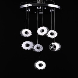 Lampadario moderno di cristallo in acciaio inossidabile a sette luci e sette anelli di alta qualità