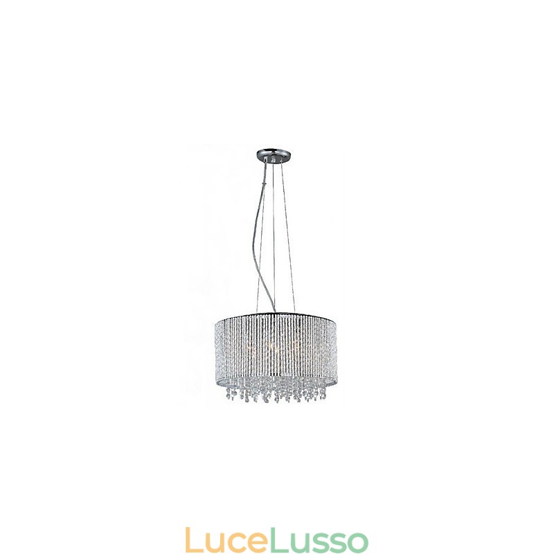 Lampada a sospensione in cristallo con 7 luci a forma cilindrica