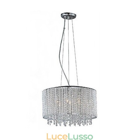 Lampada a sospensione in cristallo con 7 luci a forma cilindrica Lampada a sospensione in cristallo con 7 luci a forma cilindrica