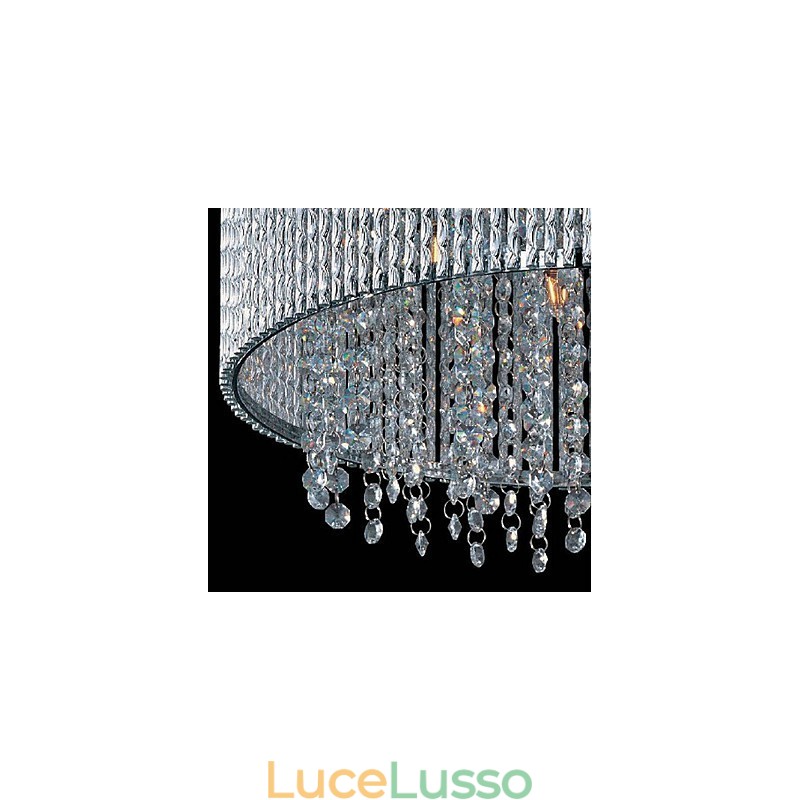Lampada a sospensione in cristallo con 7 luci a forma cilindrica