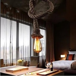 Lampadario creativo in corda di canapa