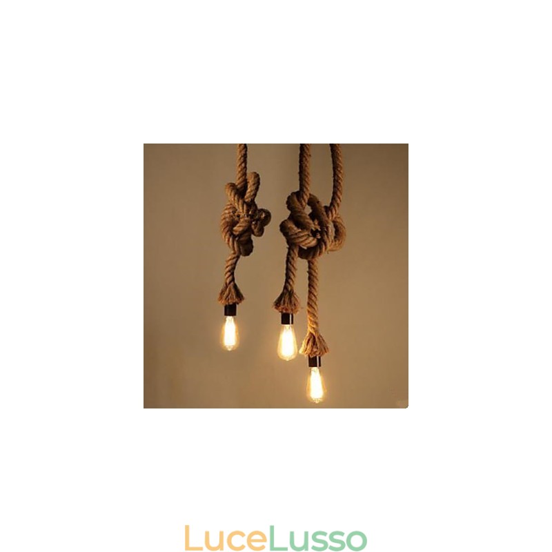 Lampadario creativo in corda di canapa