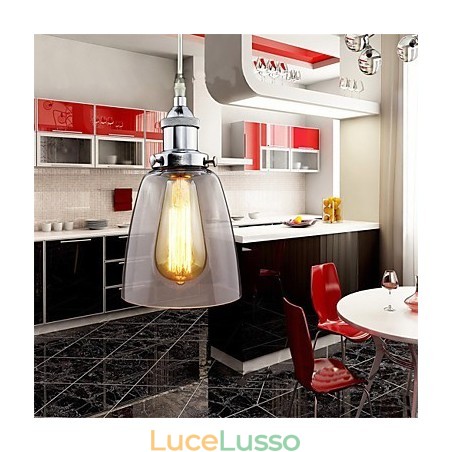 Moderno vetro cromato vintage industriale retrò Edison lampada a sospensione luce da veranda da bar Moderno vetro cromato vintage industriale retrò Edison lampada a sospensione luce da veranda da bar