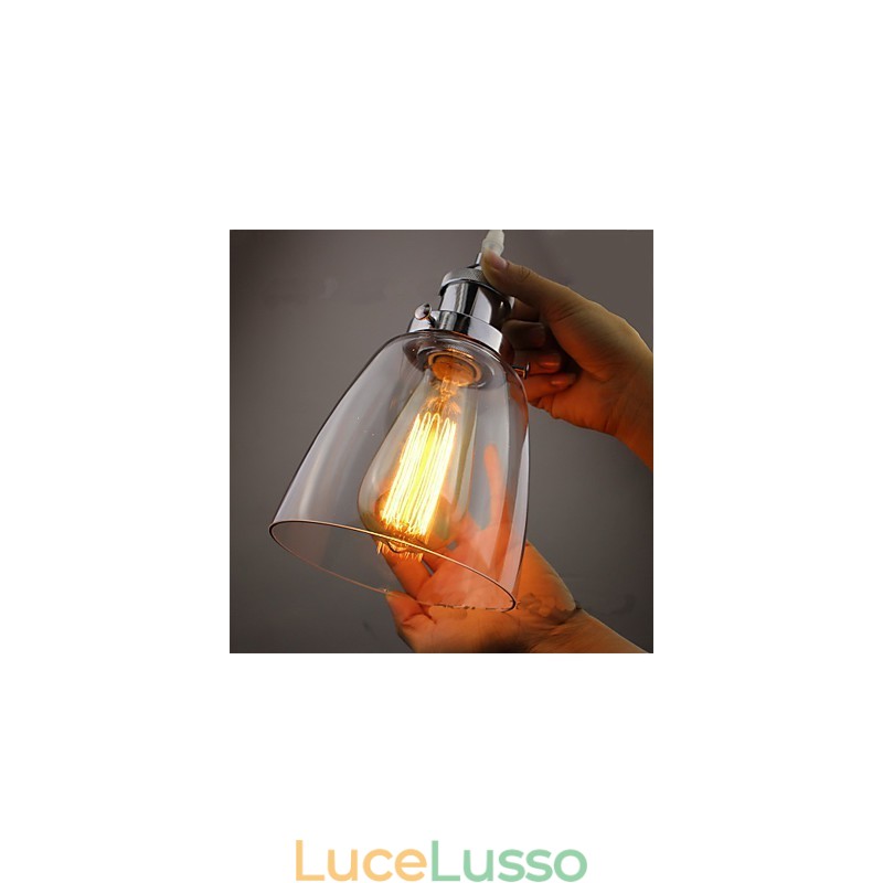 Moderno vetro cromato vintage industriale retrò Edison lampada a sospensione luce da veranda da bar