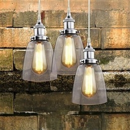 Moderno vetro cromato vintage industriale retrò Edison lampada a sospensione luce da veranda da bar