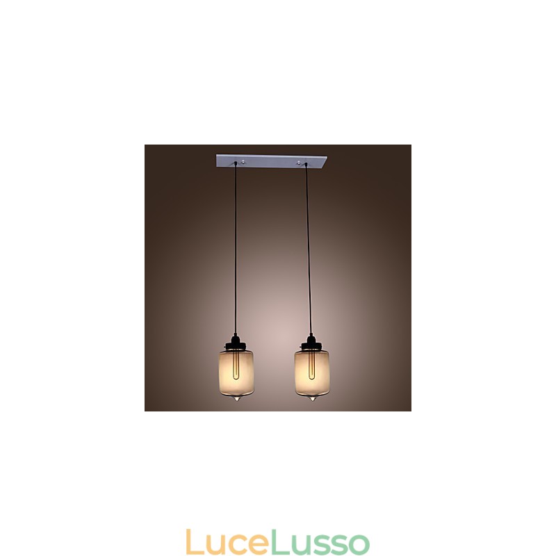 Lampada a sospensione moderna in vetro con 2 luci in design bottiglia trasparente