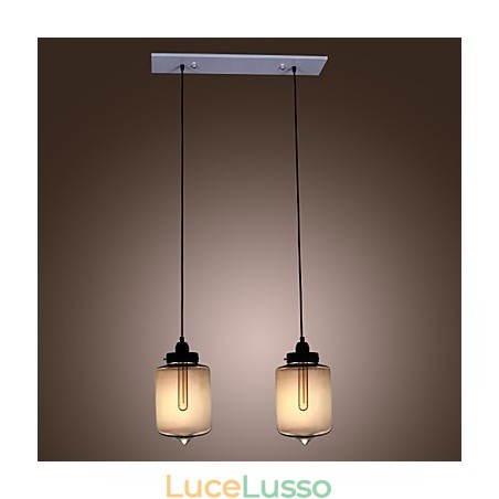 Lampada a sospensione moderna in vetro con 2 luci in design bottiglia trasparente Lampada a sospensione moderna in vetro con 2 luci in design bottiglia trasparente