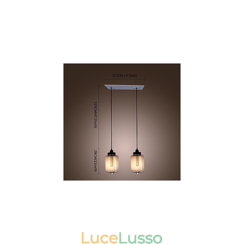 Lampada a sospensione moderna in vetro con 2 luci in design bottiglia trasparente