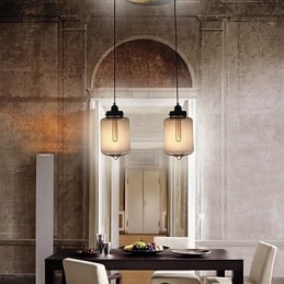 Lampada a sospensione moderna in vetro con 2 luci in design bottiglia trasparente