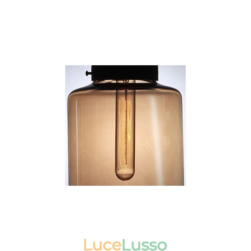 Lampada a sospensione moderna in vetro con 2 luci in design bottiglia trasparente