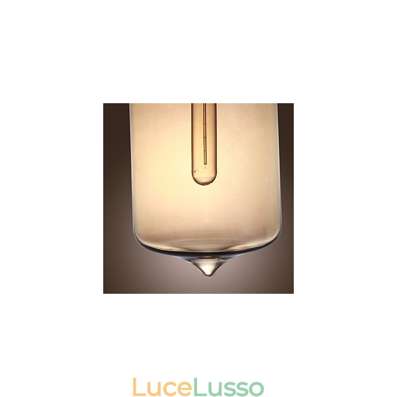 Lampada a sospensione moderna in vetro con 2 luci in design bottiglia trasparente