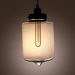 Lampada a sospensione moderna in vetro con 2 luci in design bottiglia trasparente
