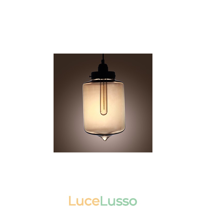 Lampada a sospensione moderna in vetro con 2 luci in design bottiglia trasparente