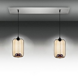 Lampada a sospensione moderna in vetro trasparente con 2 luci in design a bolle