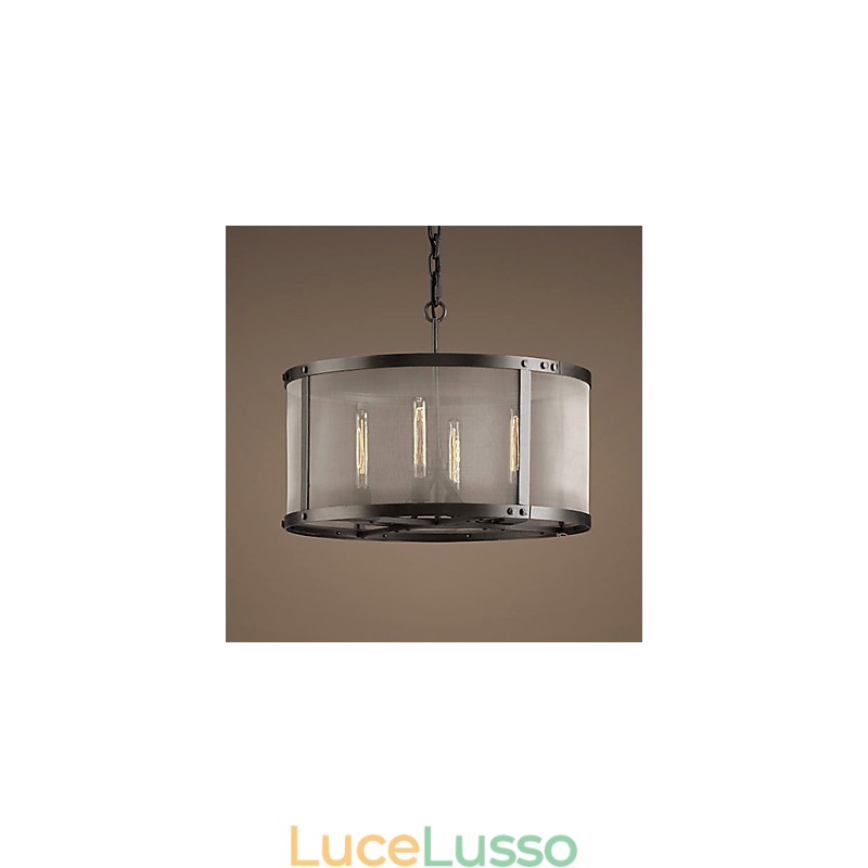 Lampada a sospensione a 4 luci con paralume trasparente