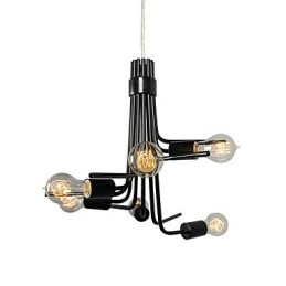 Lampada a sospensione moderna caratteristica in stile nordamericano a 6 luci in nero