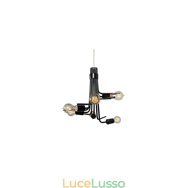 Lampada a sospensione moderna caratteristica in stile nordamericano a 6 luci in nero