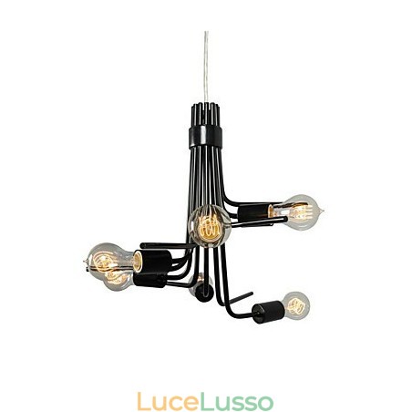 Lampada a sospensione moderna caratteristica in stile nordamericano a 6 luci in nero Lampada a sospensione moderna caratteristica in stile nordamericano a 6 luci in nero