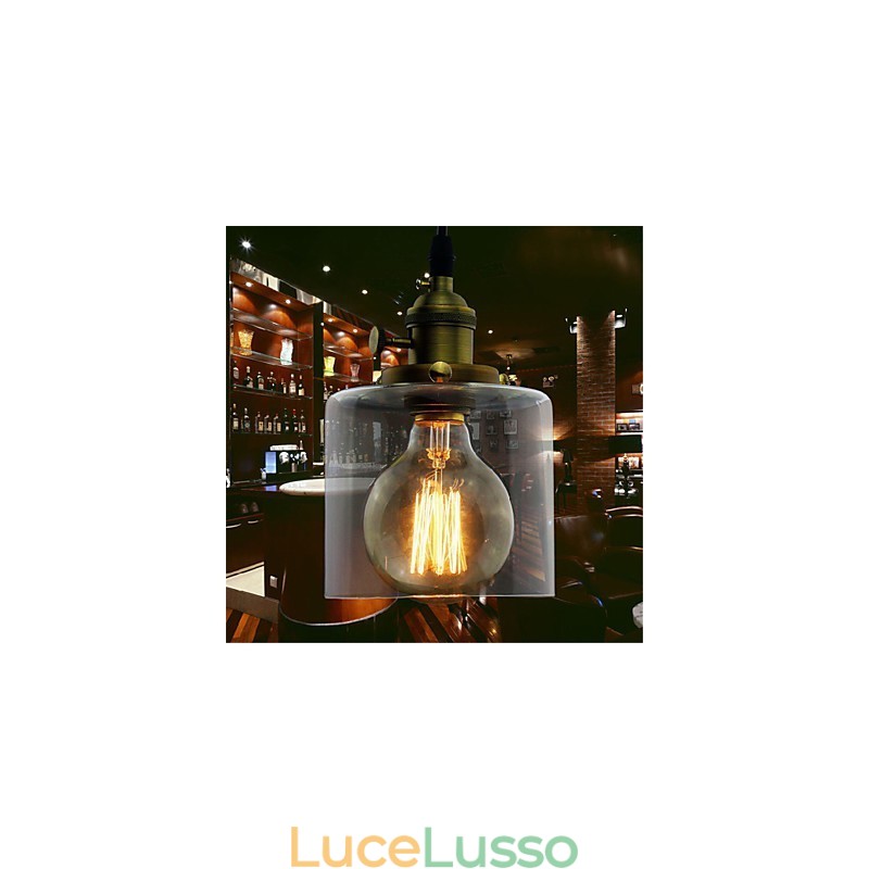 Vetro Ottone Retro Vintage Industriale ART Cafe Garage Lampada a sospensione