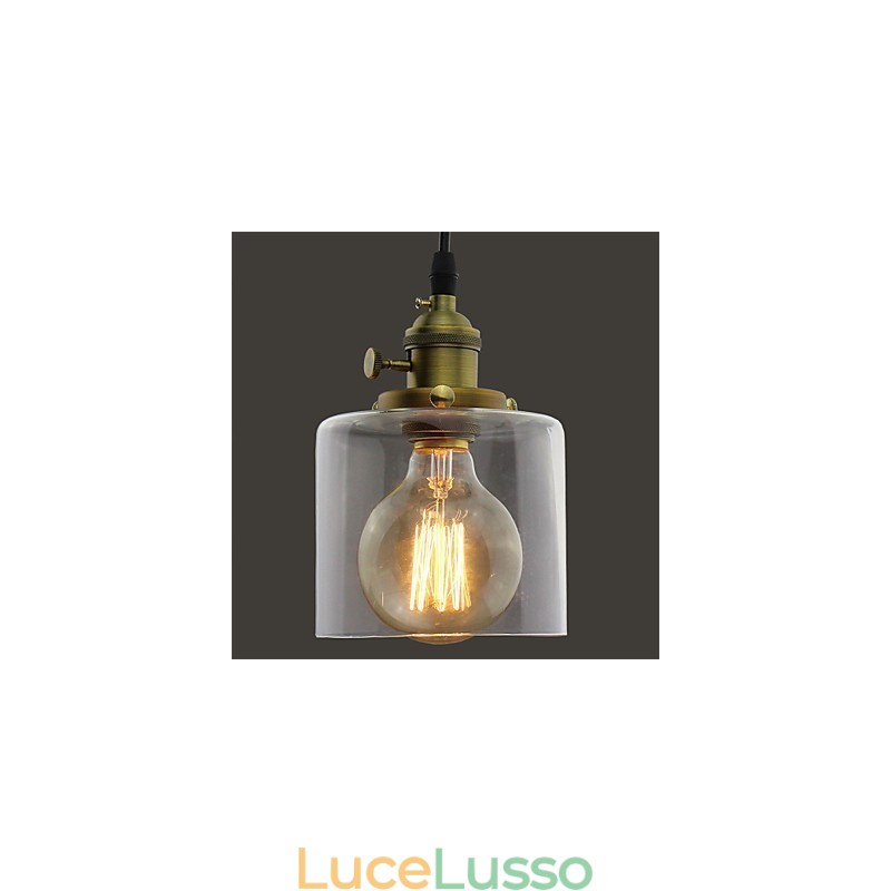 Vetro Ottone Retro Vintage Industriale ART Cafe Garage Lampada a sospensione
