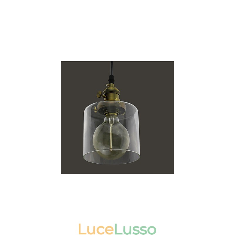 Vetro Ottone Retro Vintage Industriale ART Cafe Garage Lampada a sospensione