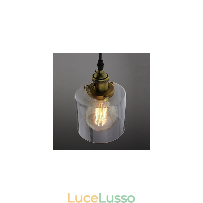 Vetro Ottone Retro Vintage Industriale ART Cafe Garage Lampada a sospensione