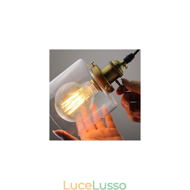 Vetro Ottone Retro Vintage Industriale ART Cafe Garage Lampada a sospensione
