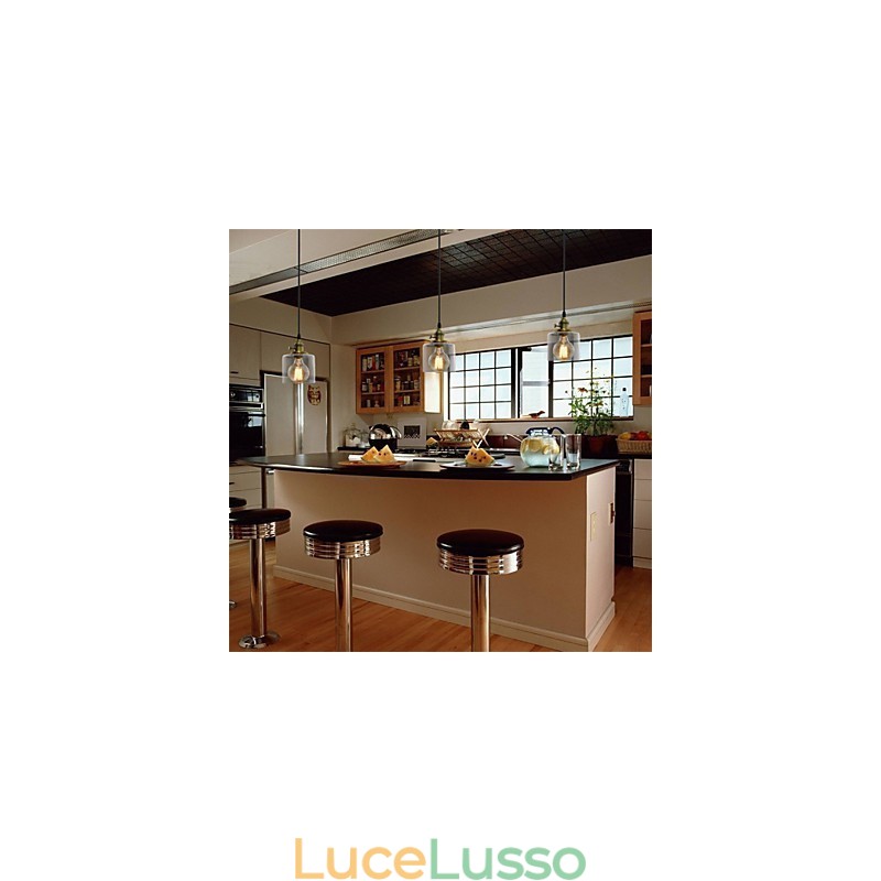 Vetro Ottone Retro Vintage Industriale ART Cafe Garage Lampada a sospensione