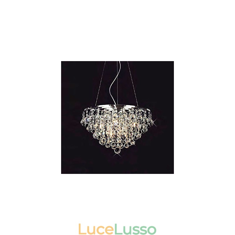 Lampada a sospensione a goccia di cristallo con 8 luci di forma rotonda