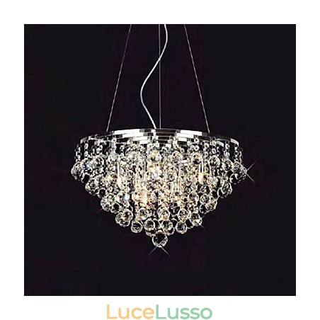 Lampada a sospensione a goccia di cristallo con 8 luci di forma rotonda Lampada a sospensione a goccia di cristallo con 8 luci di forma rotonda