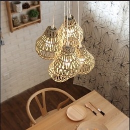 Lampadario a 5 teste in stile retrò creativo con corda in gabbia