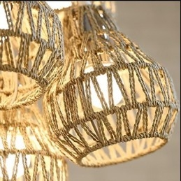 Lampadario a 5 teste in stile retrò creativo con corda in gabbia