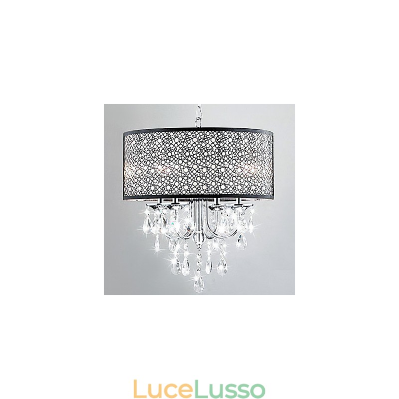 Moderna lampada a sospensione a 4 luci con gocce di cristallo