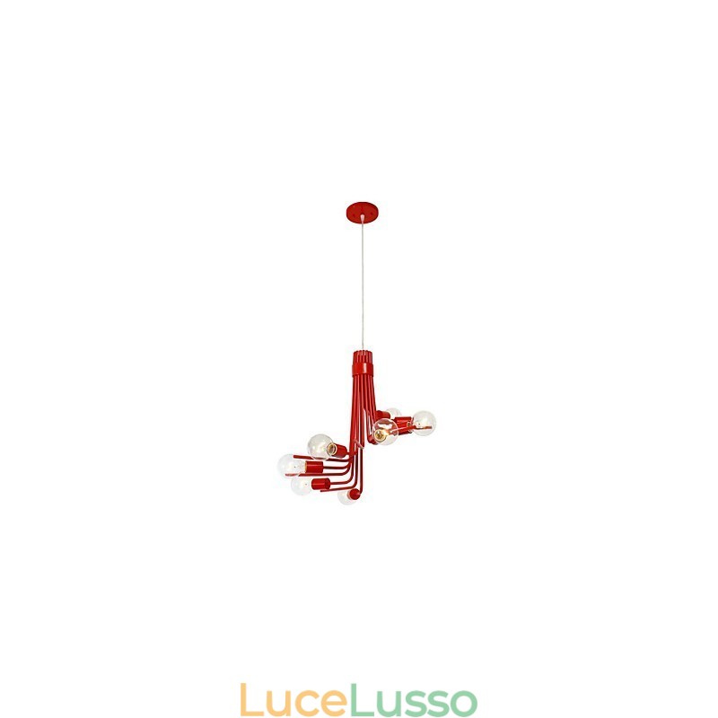 Lampada a sospensione moderna caratteristica in stile nordamericano a 8 luci in rosso