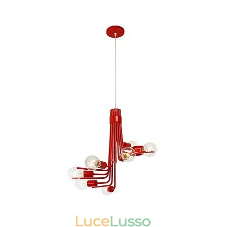 Lampada a sospensione moderna caratteristica in stile nordamericano a 8 luci in rosso Lampada a sospensione moderna caratteristica in stile nordamericano a 8 luci in rosso