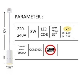 GE 05032 8W 136mm 1 luce Mini lampada a sospensione Bianco polvere con alluminio
