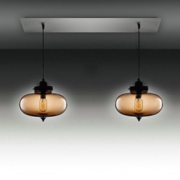 Lampada a sospensione moderna in vetro trasparente con 2 luci in design a bolle