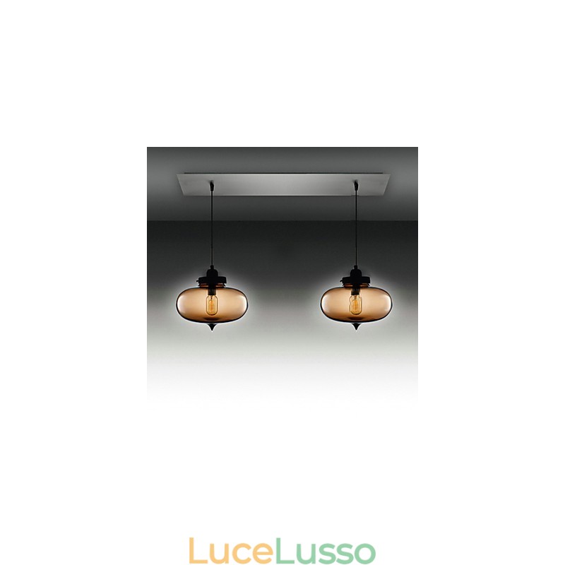 Lampada a sospensione moderna in vetro trasparente con 2 luci in design a bolle