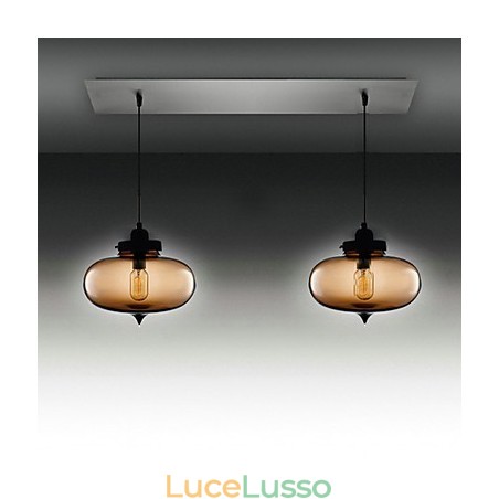 Lampada a sospensione moderna in vetro trasparente con 2 luci in design a bolle Lampada a sospensione moderna in vetro trasparente con 2 luci in design a bolle