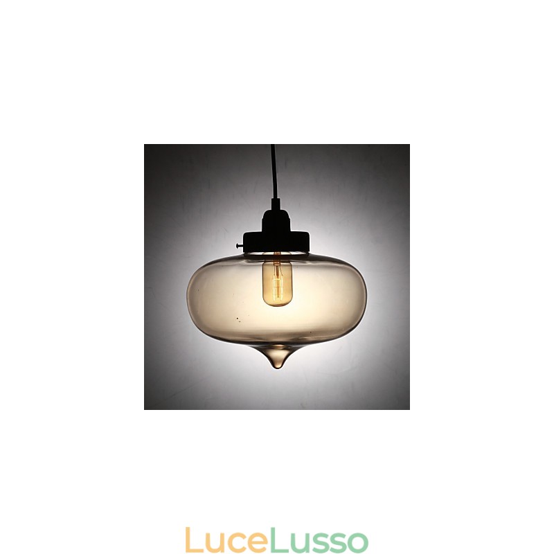 Lampada a sospensione moderna in vetro trasparente con 2 luci in design a bolle