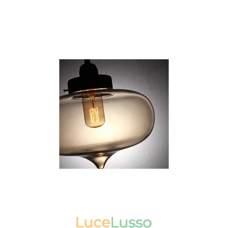 Lampada a sospensione moderna in vetro trasparente con 2 luci in design a bolle