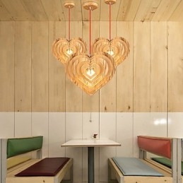 Lampadario Mini Stile Lanterna Legno Bambù
