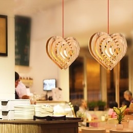 Lampadario Mini Stile Lanterna Legno Bambù