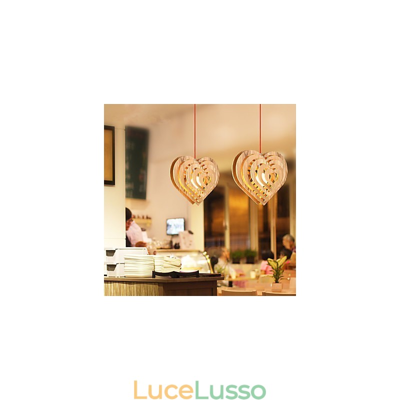 Lampadario Mini Stile Lanterna Legno Bambù
