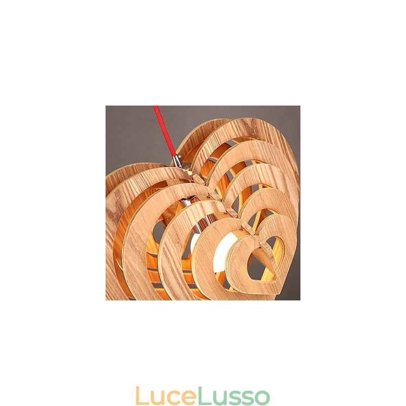 Lampadario Mini Stile Lanterna Legno Bambù