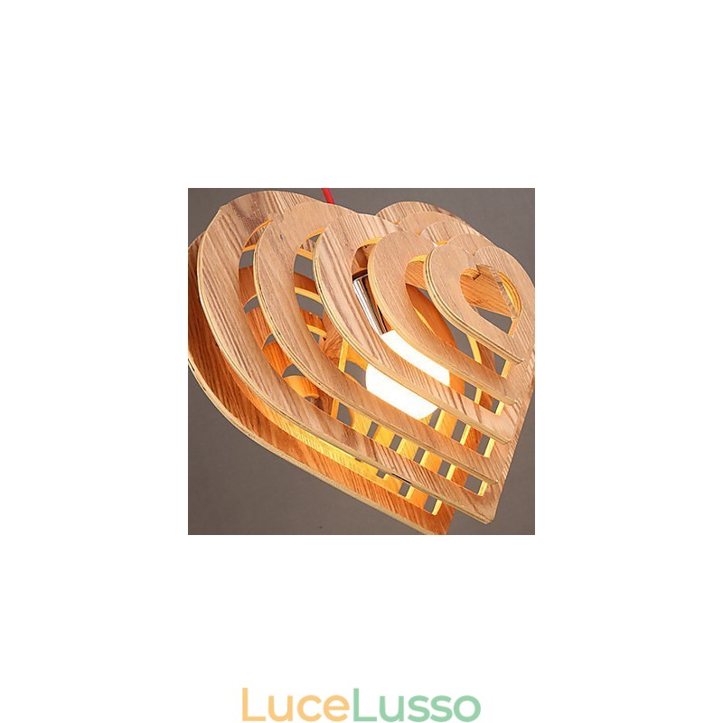 Lampadario Mini Stile Lanterna Legno Bambù